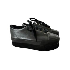 Sideout Sister Company Volatile Vtg Platform Lizzie Silver Black Shoes Women Sz8